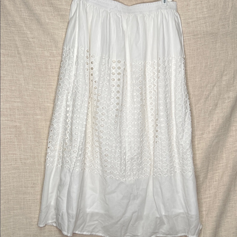 White Eyelet A-Line Skirt